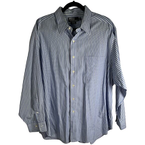 POLO by Ralph Lauren Andrew 100% Cotton Mens Size 18 34/35 Light Blue & White - Picture 9 of 9